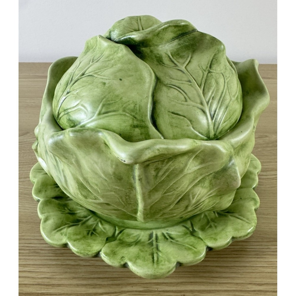 Holland Mold Green Cabbage Soup Tureen Lid Underplate 3 Piece Set READ